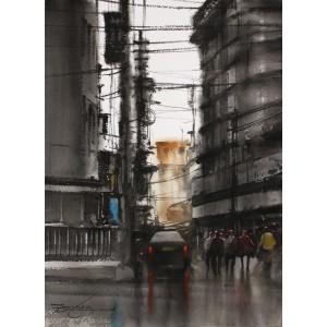 Sarfraz Musawir, 11 x 15 Inch, Watercolor on Paper, Cityscape Painting, AC-SAR-133